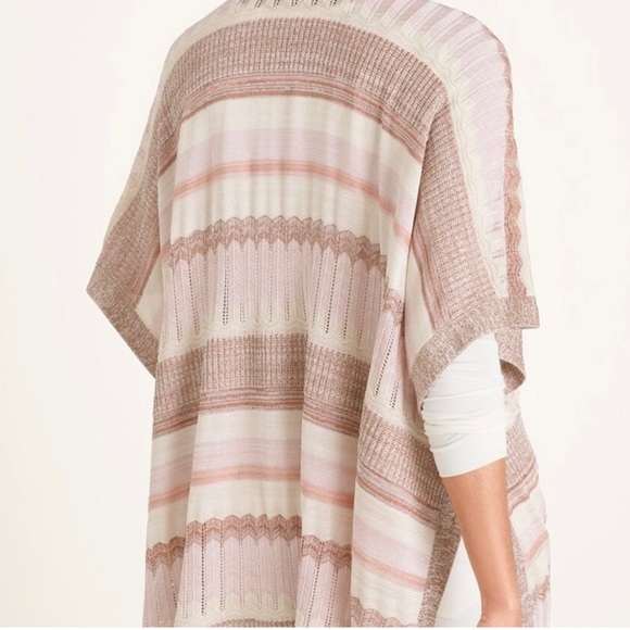 Chico’s Textured Shine Stripe Ruana Wrap Striped Open-Front Cardigan size S/M - Picture 3 of 13